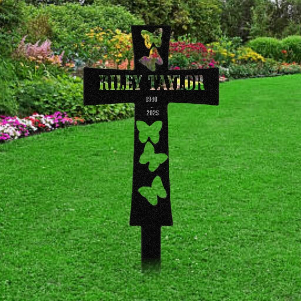 4501. Cross with 5 Butterflies
