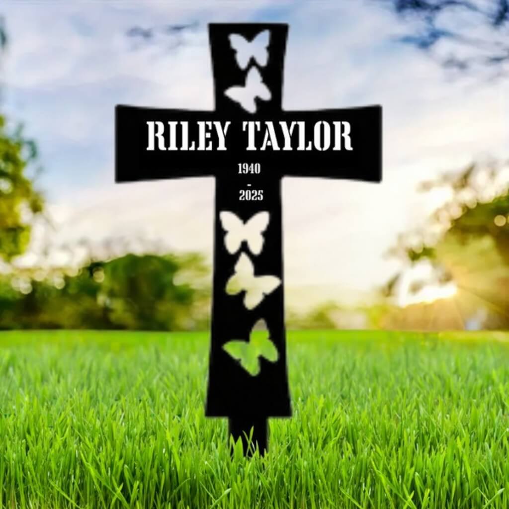 4501. Cross with 5 Butterflies