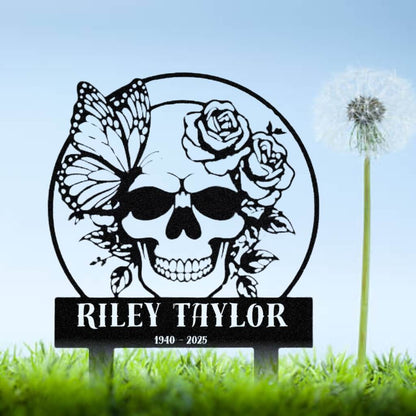 7101. Skull, Butterfly & Roses