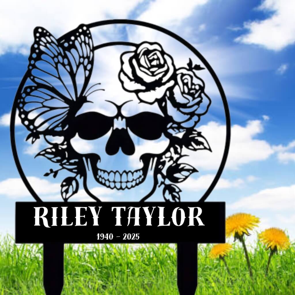 7101. Skull, Butterfly & Roses
