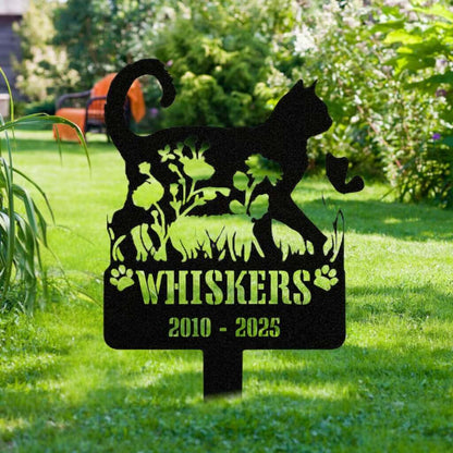 5407 Cat with flower in belly - Memorial Metal Signs