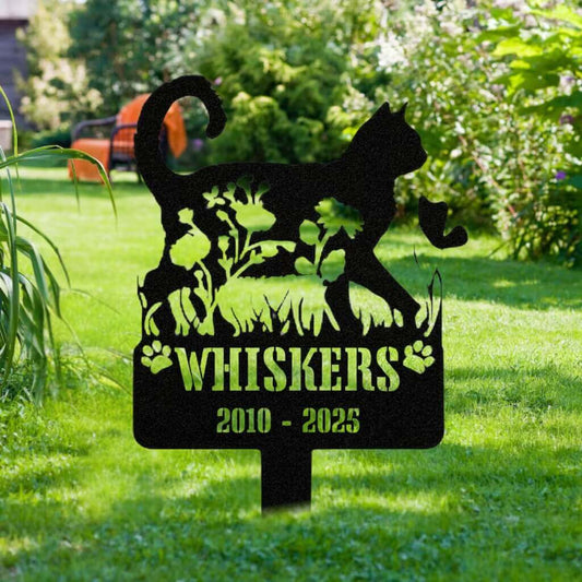 5407 Cat with flower in belly - Memorial Metal Signs