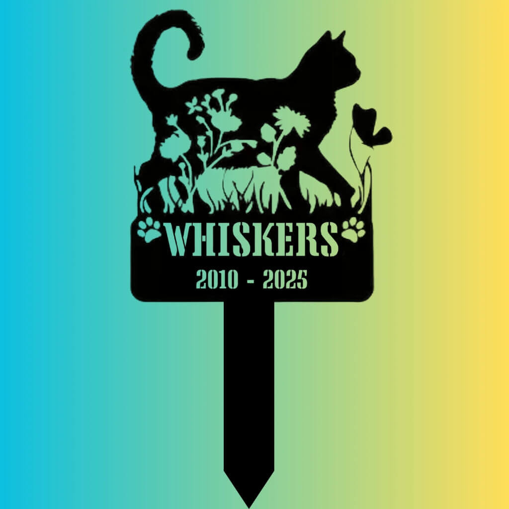 5407 Cat with flower in belly - Memorial Metal Signs
