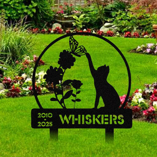 5417. Cat butterfly flower in circle