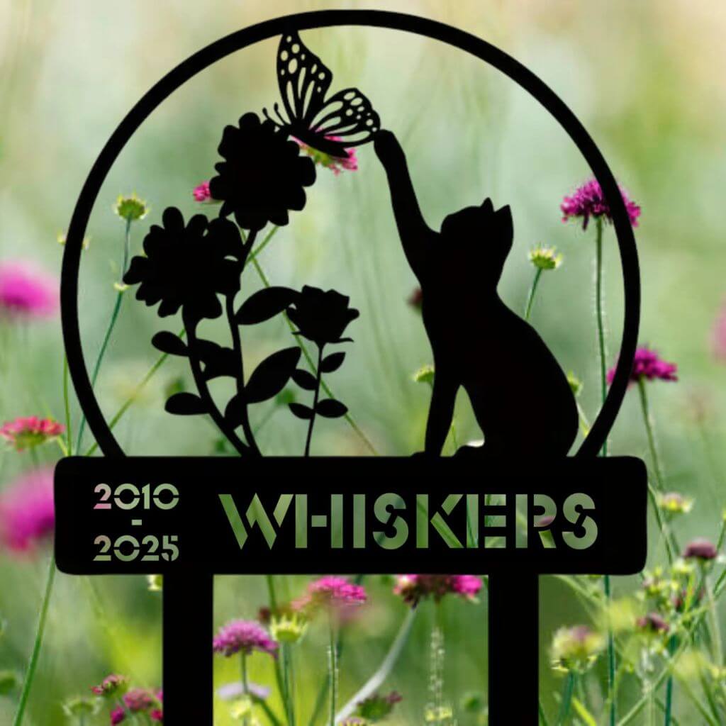5417. Cat butterfly flower in circle