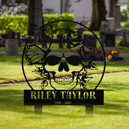 7101. Skull, Butterfly & Roses